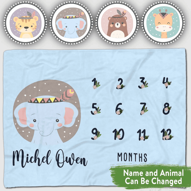 Personalized Giraffe Print Baby Blanket - Soft Minky Fabric 30x40 Inch Custom Name Blanket