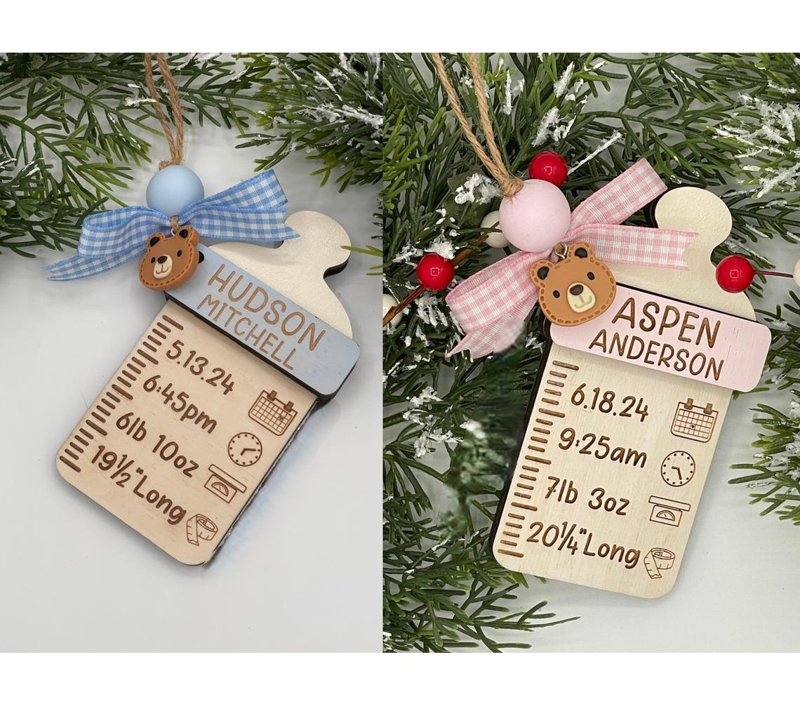 Personalized Baby Bottle Ornament - Custom Baby Name Christmas Keepsake - Newborn Stats Ornament - First Christmas Gift for Baby