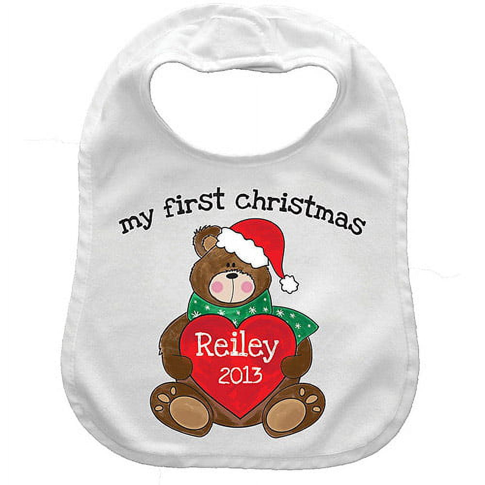 Personalized Baby Boy Bib, My First Christmas