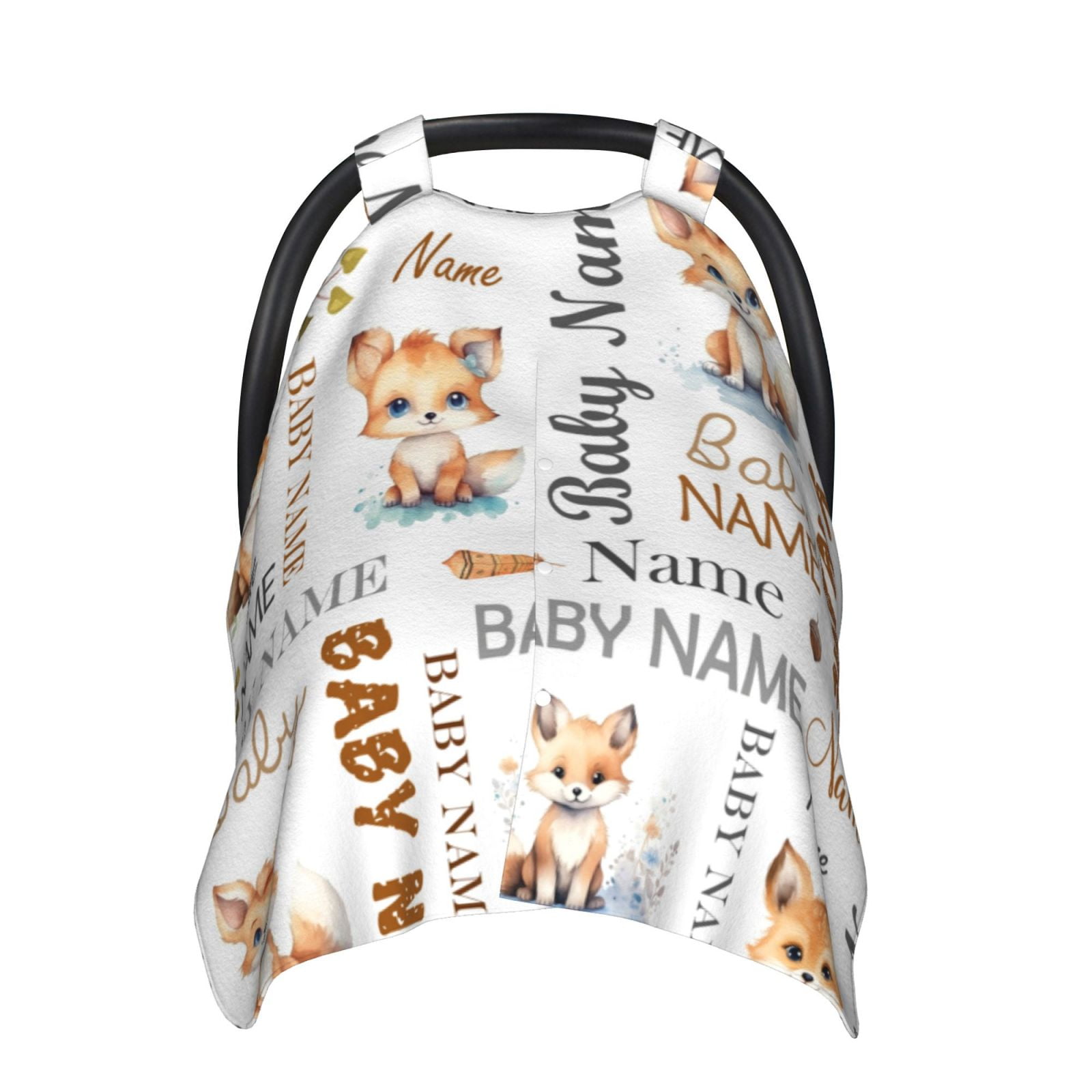 Personalized Baby Car Seat Canopy with Name Custom Minky Fox Car