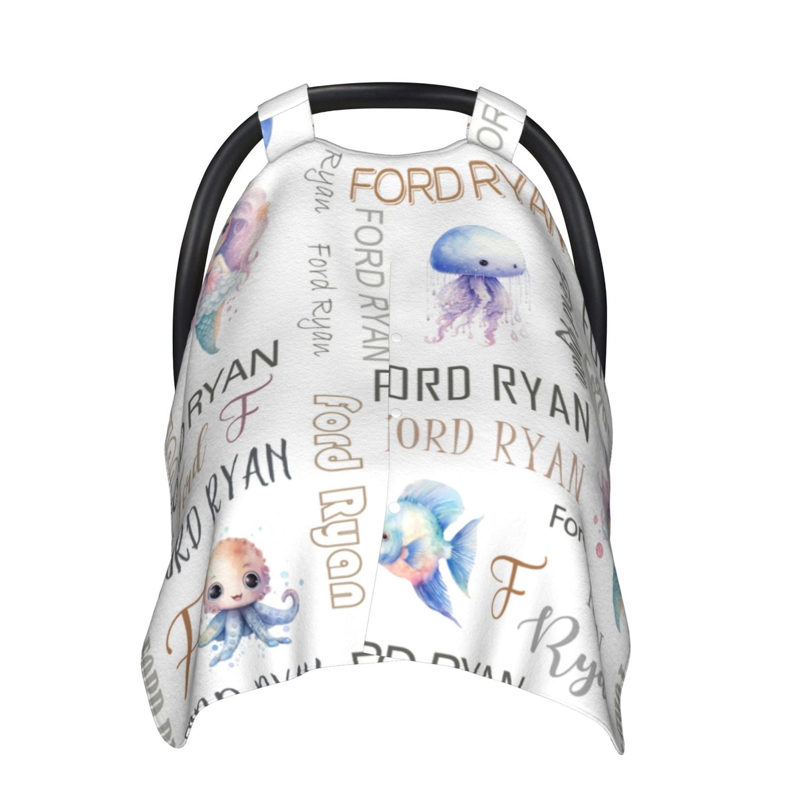 Baby Car Seat Canopy Cover – Outer Space Print, Blue Minky Dot, Nursing Cover & Sun Shade