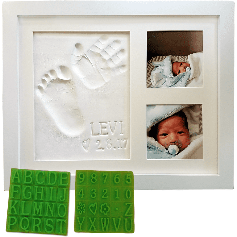  MICKYU Baby Hand and Footprint Kit - Wooden Keepsake Picture  Frame - Personalized Baby Gifts New Mommy Essentials : Baby