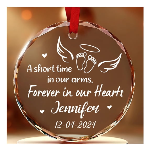 Personalized Baby Memorial Ornament - Sympathy Gift - Loss of Loved - Child Loss Remembrance - Miscarriage Gift - Ornaments for Christmas Tree - Custom Name Crystal Glass Ornament Decor
