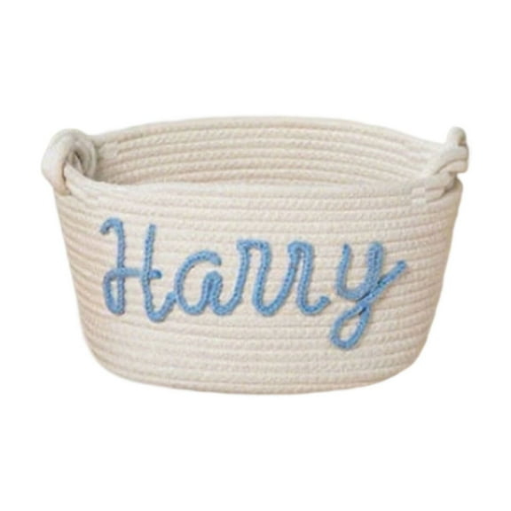 Personalized Baby Name Basket Custom Easter Cotton Rope Diaper Caddy & Nursery Storage Organizer Bin