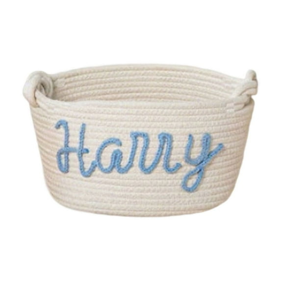 Personalized Baby Name Basket Custom Easter Cotton Rope Diaper Caddy & Nursery Storage Organizer Bin