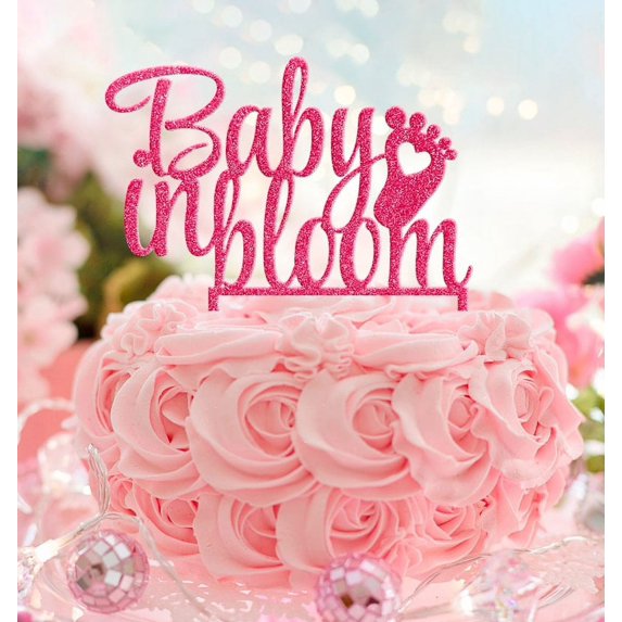 Personalized Baby Shower Cake Toppers in 'Baby in Bloom' or 'Oh Baby' Designs - High-Quality Acrylic Elegance