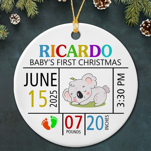 Personalized Baby's First Christmas Add Info Baby Ceramic Ornament, Custom Baby's Name Ceramic Decoration Christmas Tree 2025, Koala Bear Baby's 1st Xmas Ornament, Baby Ornament Gift for New Parents