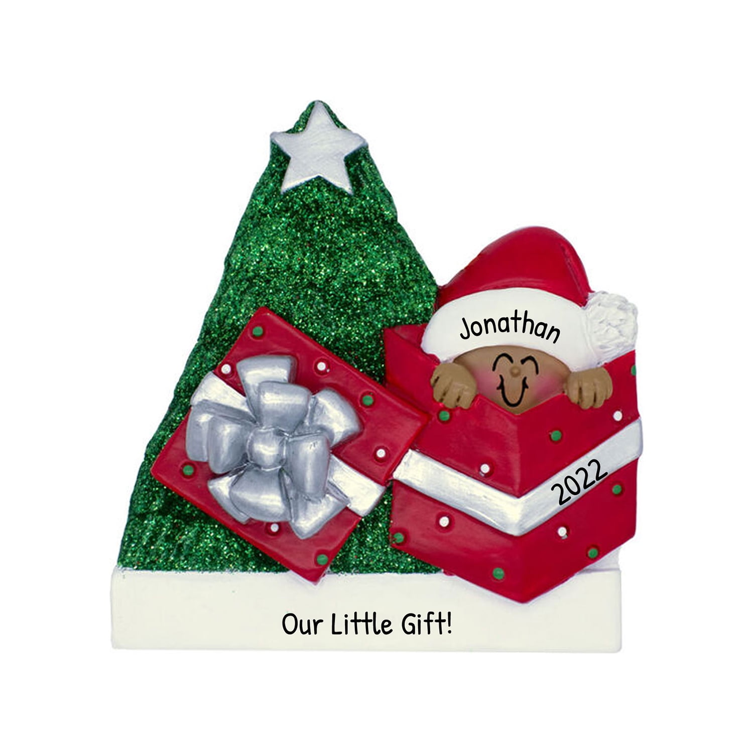 Personalized Baby's First Christmas Ornament 2024 African American