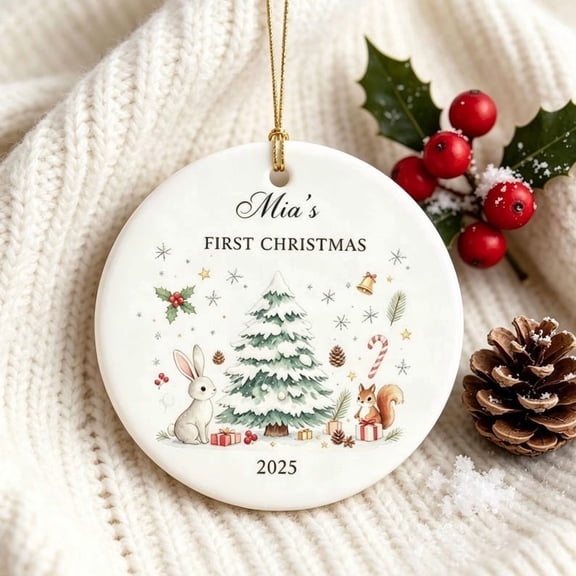Personalized Baby's First Christmas Ornament, Custom Name Keepsake Bauble, New Baby Gift
