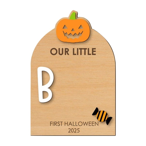 Personalized Baby’s First Halloween 2025 Wooden Plaque Keepsake – Custom Pumpkin and Candy Sign for Nursery Decor