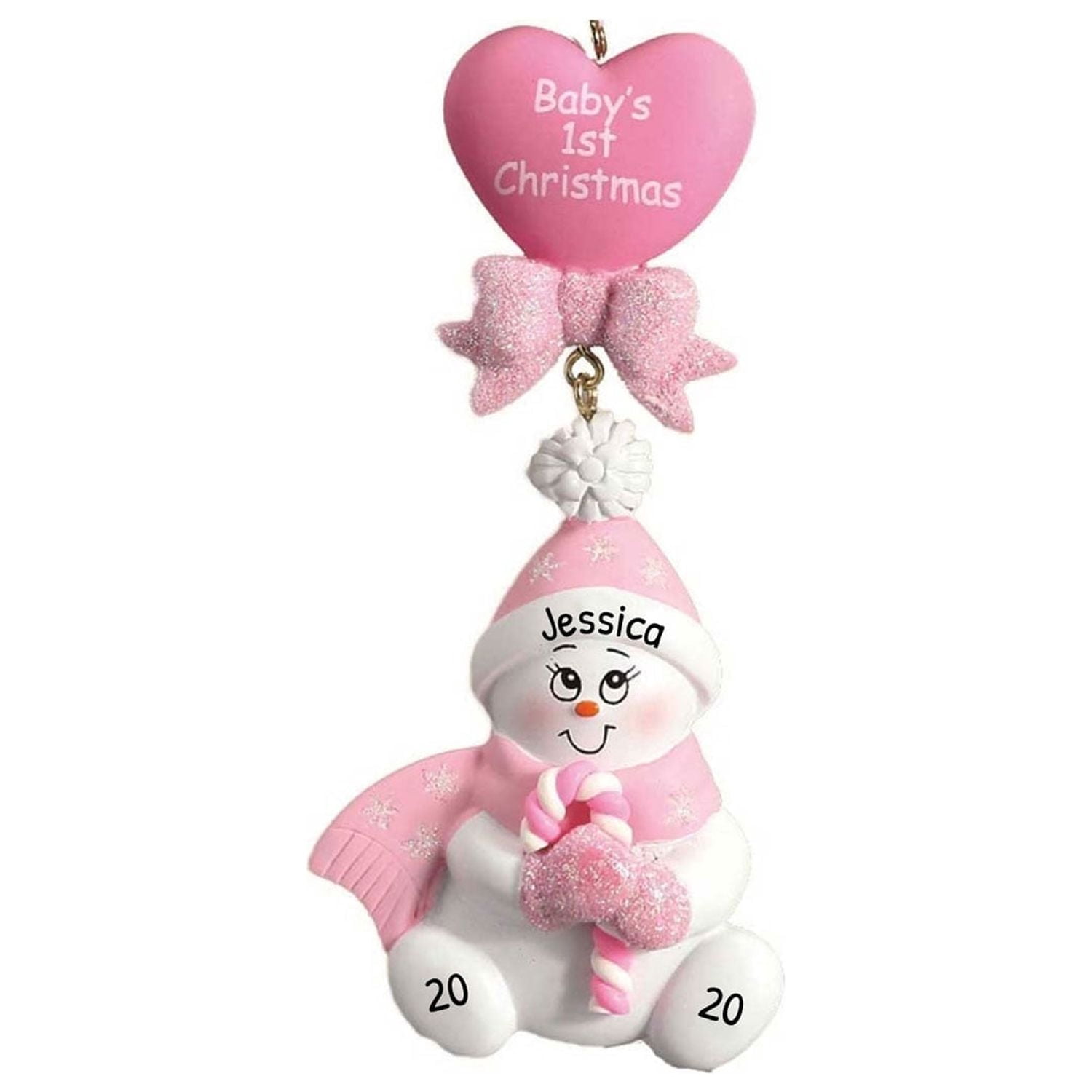 2024 Personalized Snowman Baby Girl's First Christmas Ornament with ...