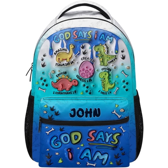 Personalized Backpack - Bible Armor Of God Backpack - Travel Backpack, Bookbag (God Says I Am Dinor)