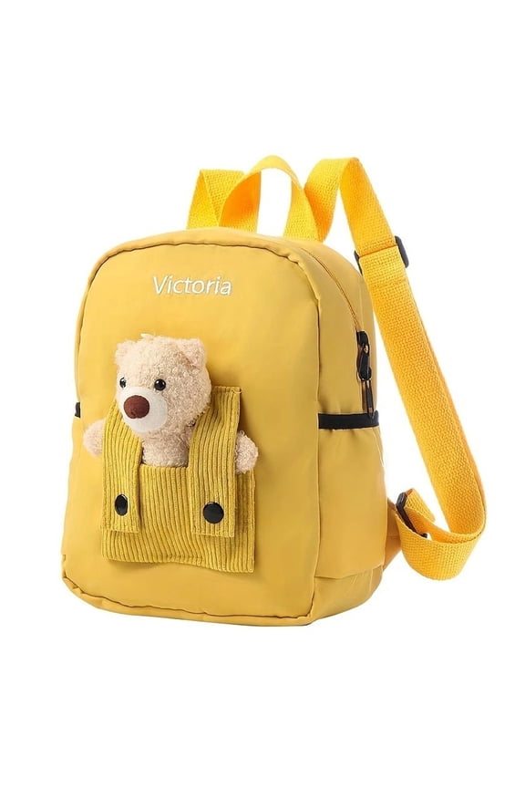 Personalized Backpack for beginner with Name,Custom School Bag with Detachable Bear,Customized Embroidered Backpack for Christmas