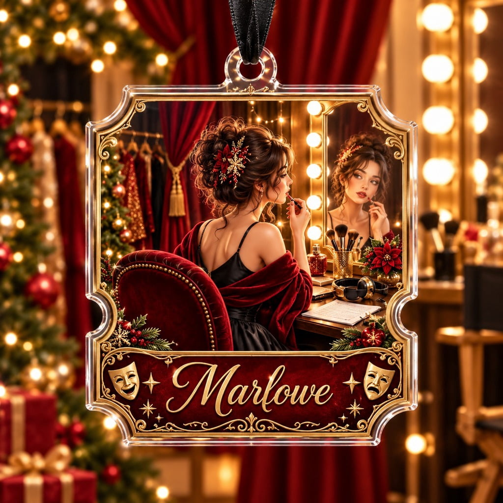 Red Backstage Personalized Backstage Theater Vanity Black Red Gold Acrylic Ornament ...