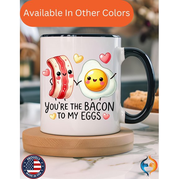 Personalized Bacon & Eggs Mug, Romantic Gift for Couples, Coffee Cup