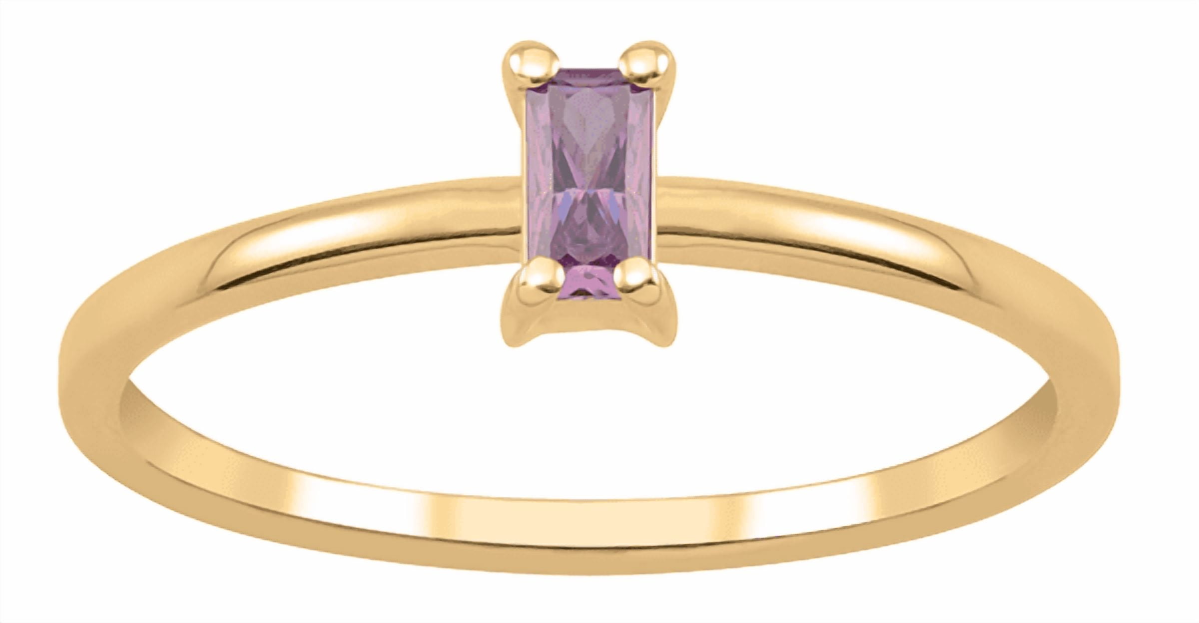 Jewlster Personalized 10k Gold Baguette Birthstone Ring for Women