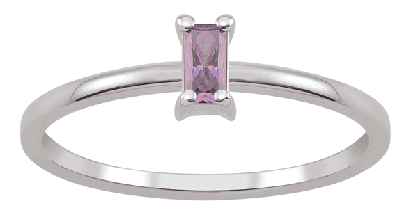 Personalized Sterling Silver Baguette Birthstone Ring by Jewlster