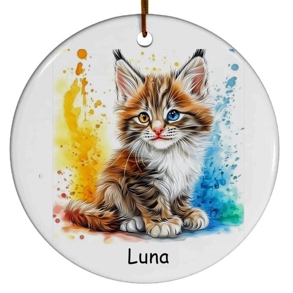 Personalized Balkan Lynx Cat Christmas Ornament, Customized Ornament with Cat Name, Christmas Ornament, Gift for Mother's day, Father's day, Christmas, Birthday, Gift for Cat Lover