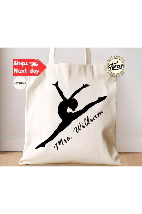 Personalized Ballerina Tote Bag, Custom Dance Teacher Gift