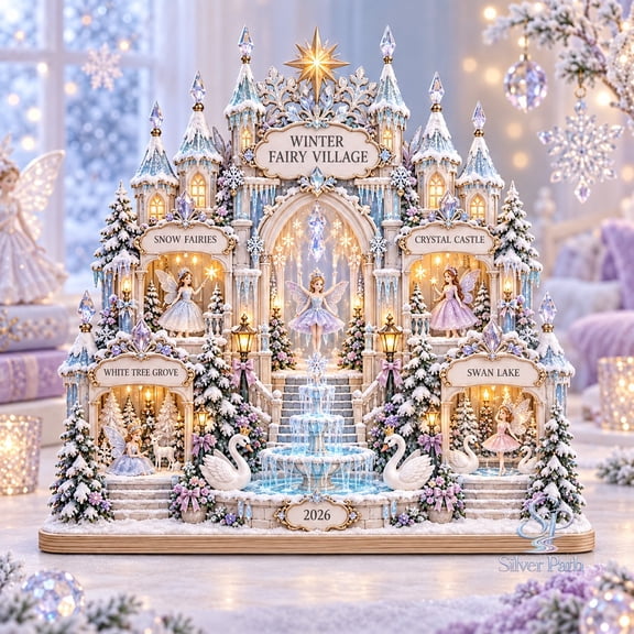 Personalized Ballet Village Wooden Block 2 Layer Snow Fairy Christmas Table Decor for Dancers