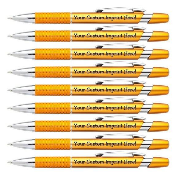 Personalized Ballpoint Pens Click action Custom Black writing ink - The Sleeker - Full color Printed Name Pens with Your Logo/Text/Message FREE PERSONALIZATION - 12 Qty