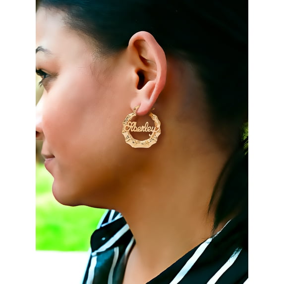 Personalized Bamboo Name Earrings