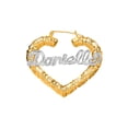 thumbnail image 1 of Personalized Bamboo Style Heart Name Earrings with Beading and Rhodium All Over The Name, 1 of 2