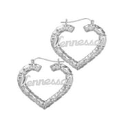 Personalized Bamboo Style Heart Polished Name Earrings
