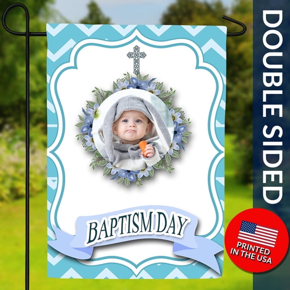 Personalized Baptism Day Garden Flag Custom Photo Double Sided