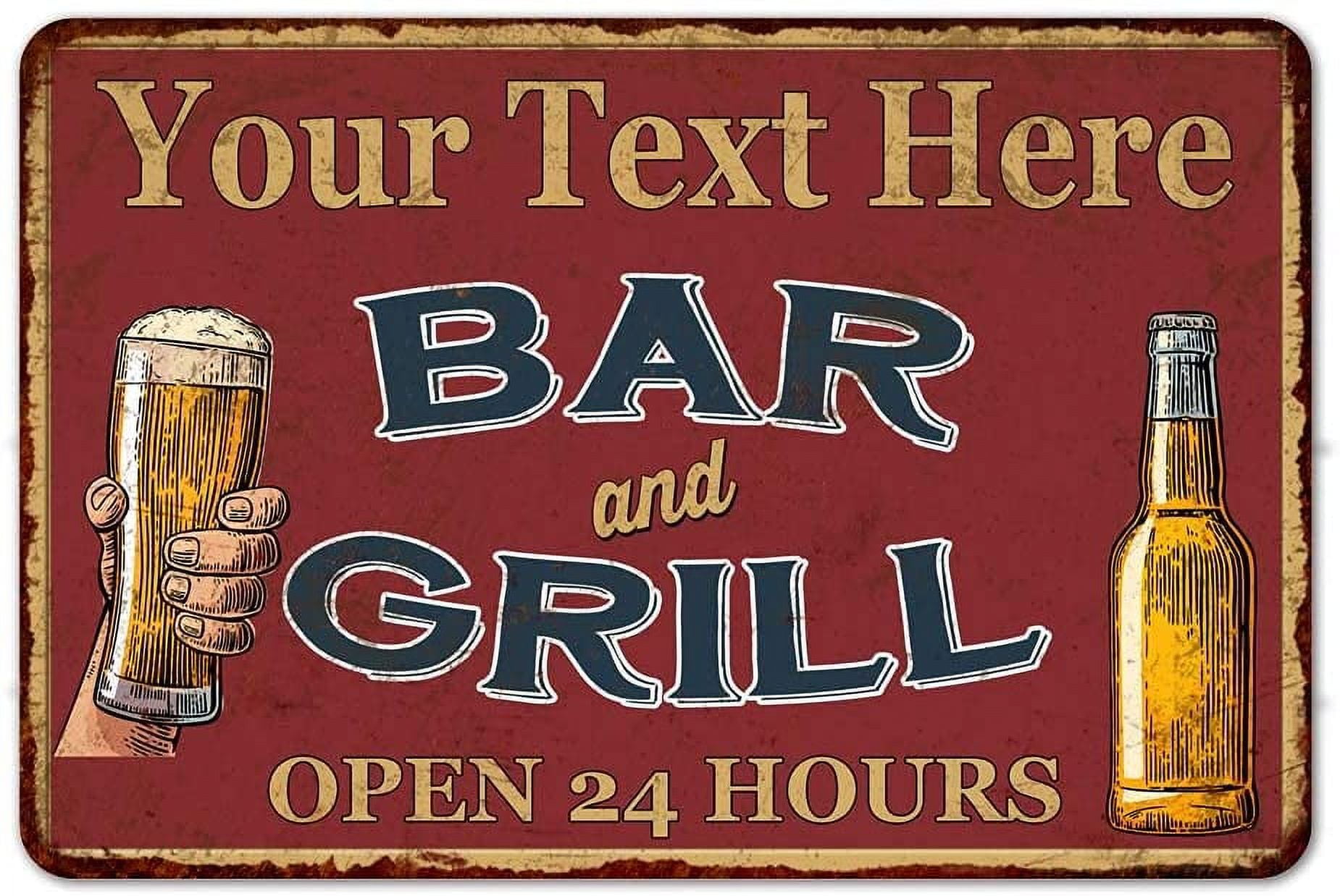 Personalized Bar and Grill Sign Beer Pub Décor Man Cave Signs