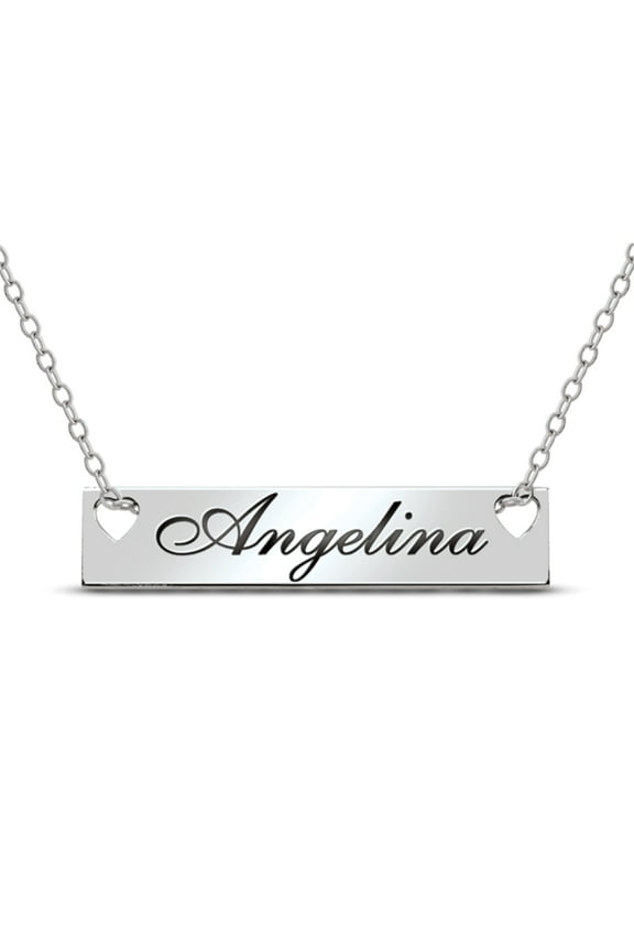 Personalized Bar Name Necklace in Sterling Silver by Jewlster