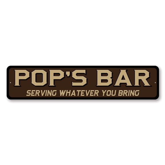 Personalized Bar Serving What You Bring Aluminum Metal Decor Sign - 4x18 inches