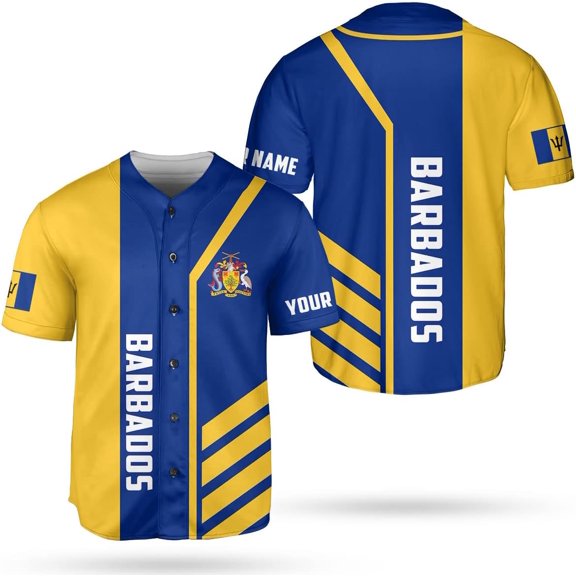 Personalized Barbados Baseball Jersey Shirt, Bajan Flag Jersey, Barbados Jersey for Men and Women Jersey Bajan (S)