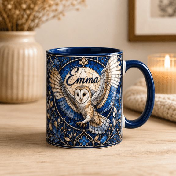 Personalized Barn Owl Mug for Owl Lovers and Bird Fans