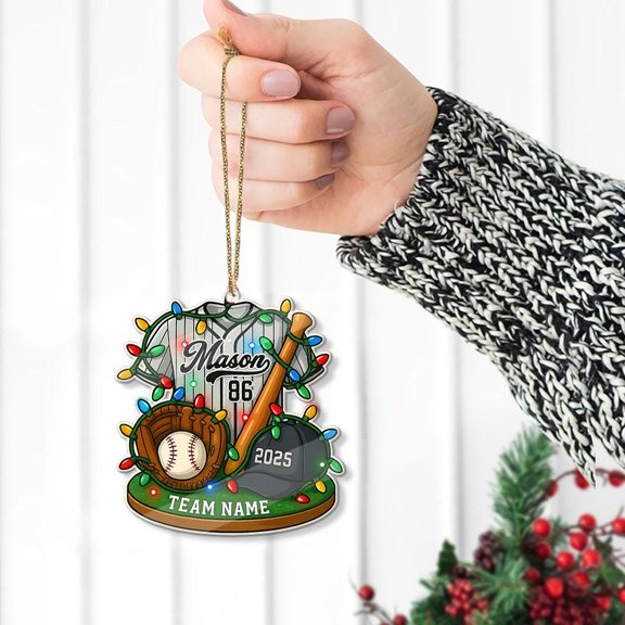 Personalized Baseball Acrylic Christmas Ornament 2025 Custom Player Name & Number, Team Jersey Sports Holiday Tree Decor, Fan Keepsake