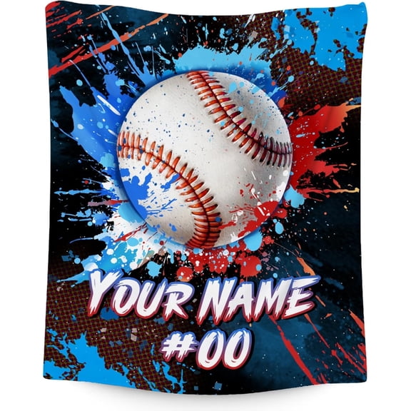 Personalized Baseball Blanket Gifts - Soft Fuzzy Sports Throw Blankets for Boys Men - Custom Baseball Theme Gifts for Baseball Player Team - 50x60 Inches Large Flannel Blanket for Sofa Couch