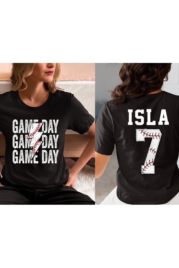 Personalized Baseball Game Day Shirt Custom Game Day Mom Baseball Tee Child Name amp Numbe