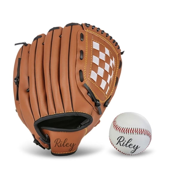 Personalized Baseball Glove And Ball Set,Custom Name Baseball Mitt And Ball Sets,Gift for Softball Enthusiasts, Players, Teams, on Birthdays, Holidays