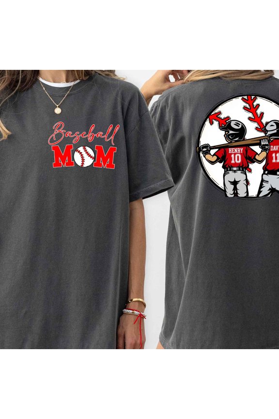 Personalized Baseball Mom Shirt Custom Name Number Baseball Tee Two Player Baseball Shirt