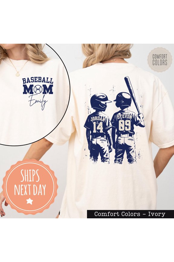 Personalized Baseball Mom Tshirt Baseball Player Tee Custom Baseball Name and Number Baseb