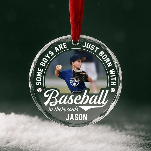 Personalized Baseball Ornament Custom Photo & Name | Christmas Sports Ornament for Boys, Athletes, Coaches, or Team Gifts