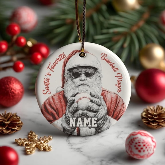 Personalized Baseball Ornament: Santa's Favorite Player, Custom 2025 Keepsake