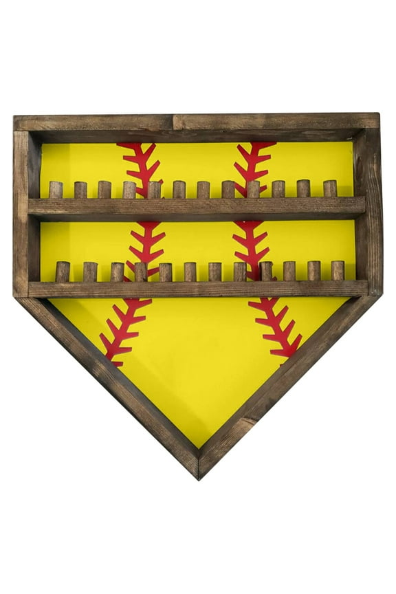 Personalized Baseball Softball Championship Ring Holder Display Case, Custom Name Number Sports Ring Display Case Wooden,24 Ring Posts,Trophy & Medal Gift Display Case for Men Dad