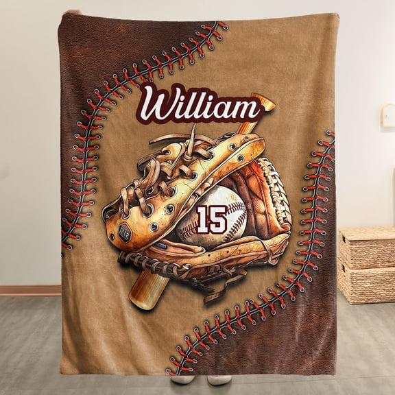 Personalized Baseball Softball Fleece Blanket – Custom Sports Lover Gift