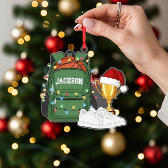 Personalized Basketball Backpack Ornament, Christmas Tree Decoration, Sports Fan Gift