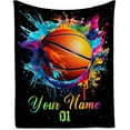 thumbnail image 1 of Personalized Basketball Blanket for Girls, Custom Basketball Gifts for Boys Adults Sport Lovers, Kids Throw Blankets for Team Player Bed Living Room Home Decor (Colorful, 60x80 Inch), 1 of 6