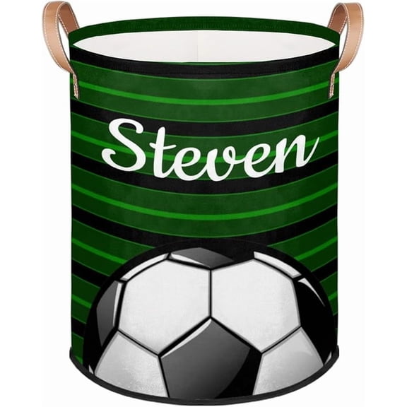 Personalized Basketball Large Laundry-Basket, Custom Foldable Laundry Hamper for Kids-Boys Waterproof Storage Bin with Handles for Dirty Clothes Toys