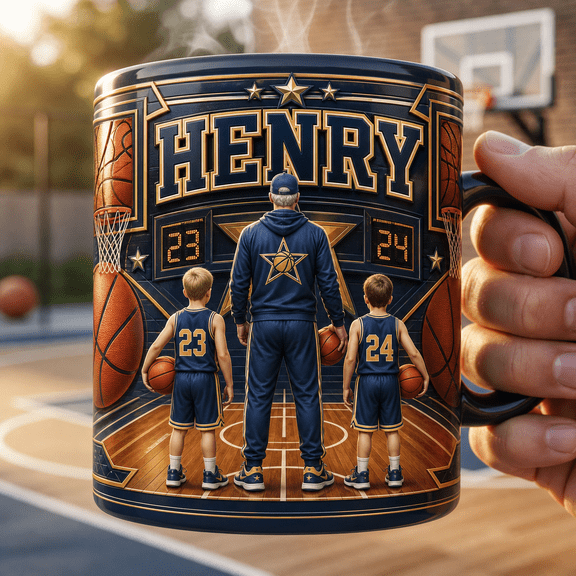 Personalized Basketball Magic Mug for Dad - Coach Gift with Player Names & Numbers