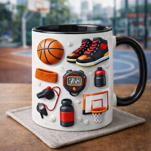 Personalized Basketball Mug Basketball Player Coffee Mug Sneaker Sports Mug Gift for Baske