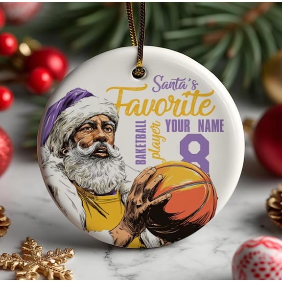 Personalized Basketball Ornament: Santa's Favorite Player, Custom Name & Number, 2025 Keepsake